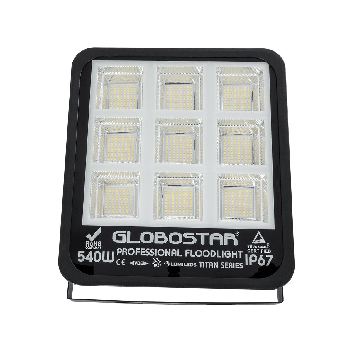 GloboStar® TITAN 61436 Επαγγελματικός Προβολέας για Γήπεδα Tennis & Ποδοσφαίρου 5x5 LED 540W 67500lm 60°x90° FishEye AC 220-240V - Αδιάβροχος IP67 - Μ38 x Π8 x Υ42cm - Μαύρο - Φυσικό Λευκό 5000K - LUMILEDS Chips - TÜV Rheinland Certified - 5 Χρόνια Εγγ... - ledmania.gr