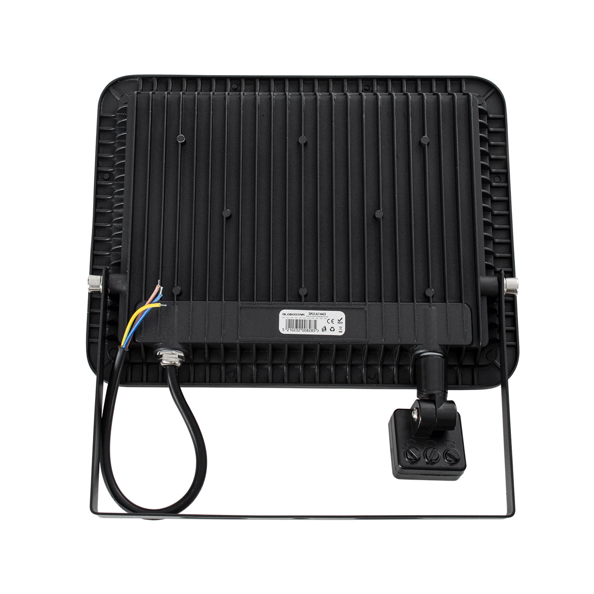 GLOBOSTAR® AURORA 61443 Προβολέας με Ανιχνευτή PIR / Αισθητήρα Κίνησης LED 100W 12500lm 120° AC 220-240V Αδιάβροχο IP67 Ψυχρό Λευκό 6000K - Lumileds SMD Chip - TÜV Rheinland Certified - Μαύρο Ματ - Μ25 x Π6.5 x Υ27.5cm - 3 Χρόνια Εγγύηση