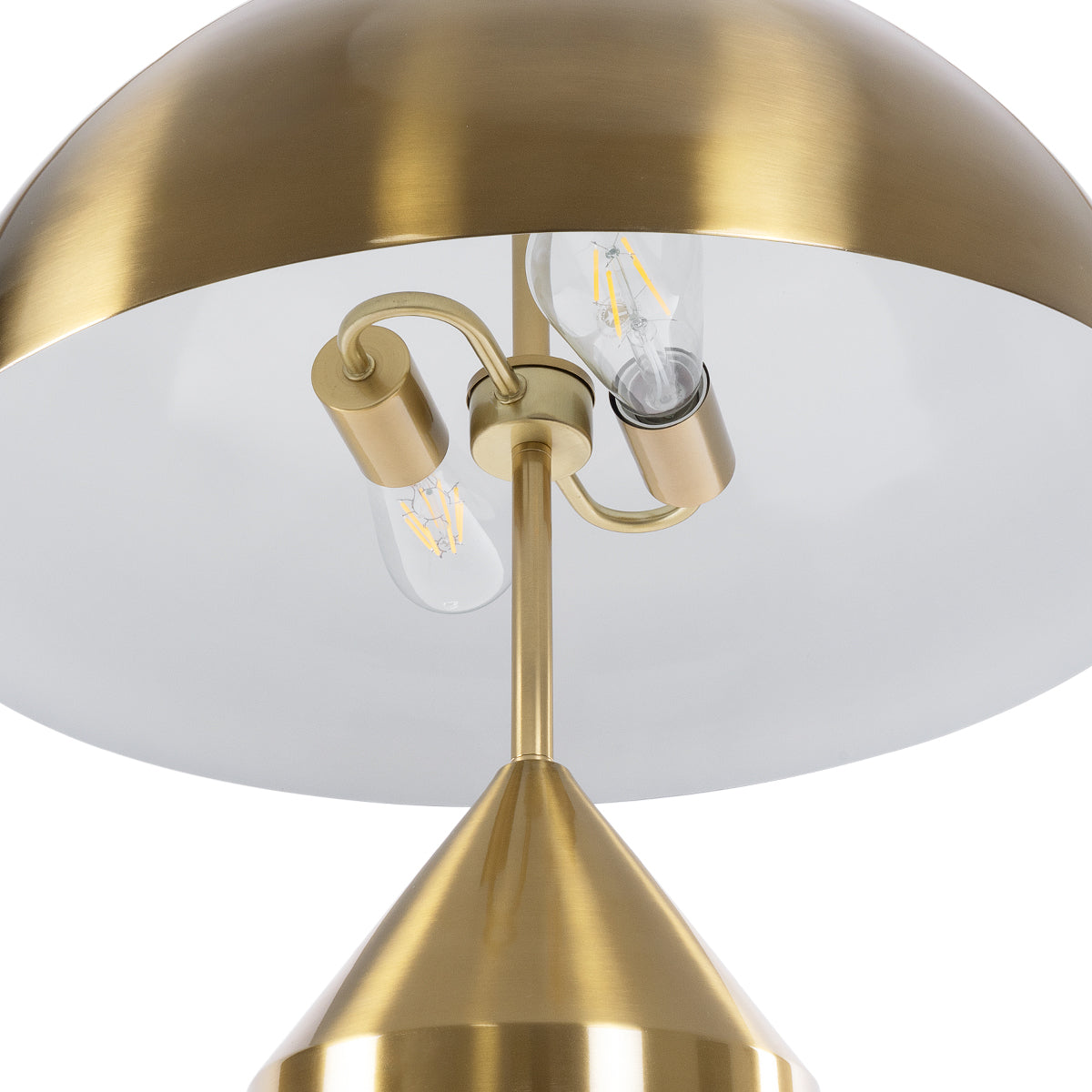 GloboStar® URANUS-L 61459 Μοντέρνο Επιτραπέζιο Φωτιστικό Πορτατίφ Δίφωτο 2 x E27 AC220-240V IP20 - Φ50 x Υ77cm - Χρυσό Πλατίνα Μεταλλικό Καμπάνα με Διακόπτη On/Off - 5 Χρόνια Εγγύηση - ledmania.gr