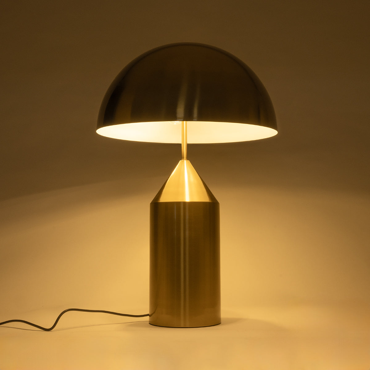 GloboStar® URANUS-L 61459 Μοντέρνο Επιτραπέζιο Φωτιστικό Πορτατίφ Δίφωτο 2 x E27 AC220-240V IP20 - Φ50 x Υ77cm - Χρυσό Πλατίνα Μεταλλικό Καμπάνα με Διακόπτη On/Off - 5 Χρόνια Εγγύηση - ledmania.gr