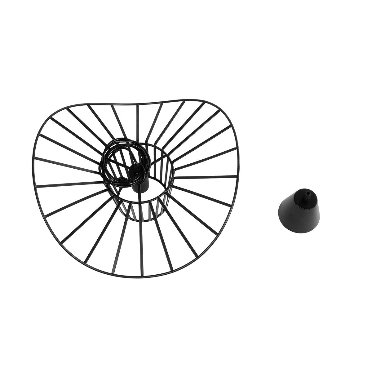 GloboStar® WIDOW 61462 Μοντέρνο Κρεμαστό Φωτιστικό Πλέγμα Μονόφωτο 1 x E27 IP20 Μαύρο Σχοινί με Μαύρο Σύρμα - Μ42 x Π42 x Υ20.5cm - ledmania.gr