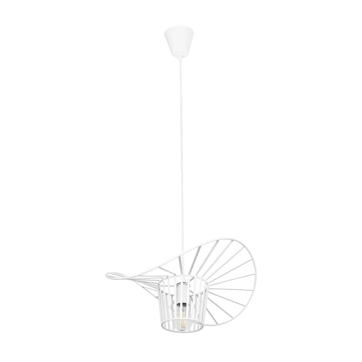 GloboStar® WIDOW 61463 Μοντέρνο Κρεμαστό Φωτιστικό Πλέγμα Μονόφωτο 1 x E27 IP20 Λευκό Σχοινί με Λευκό Σύρμα - Μ42 x Π42 x Υ20.5cm - ledmania.gr
