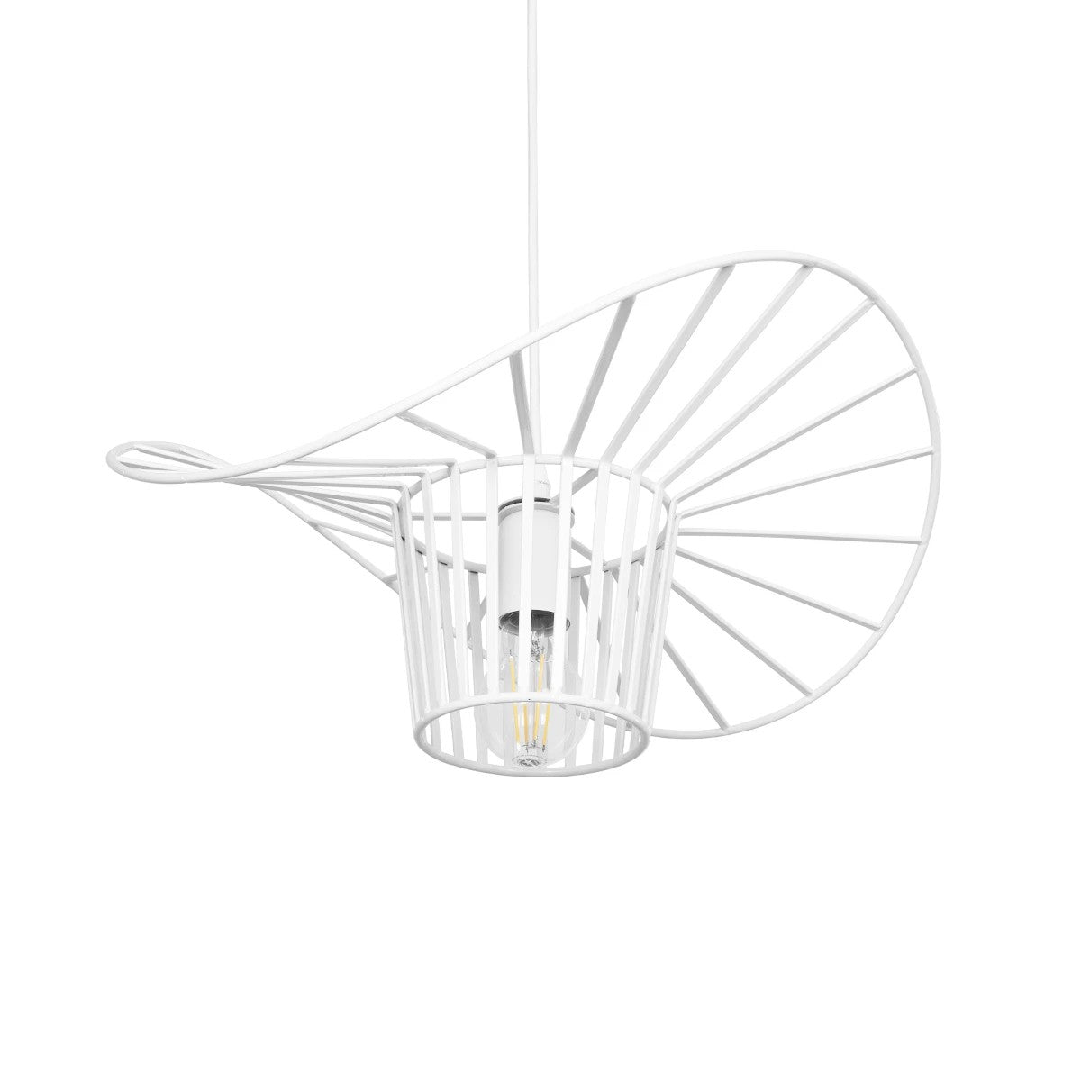 GloboStar® WIDOW 61463 Μοντέρνο Κρεμαστό Φωτιστικό Πλέγμα Μονόφωτο 1 x E27 IP20 Λευκό Σχοινί με Λευκό Σύρμα - Μ42 x Π42 x Υ20.5cm - ledmania.gr