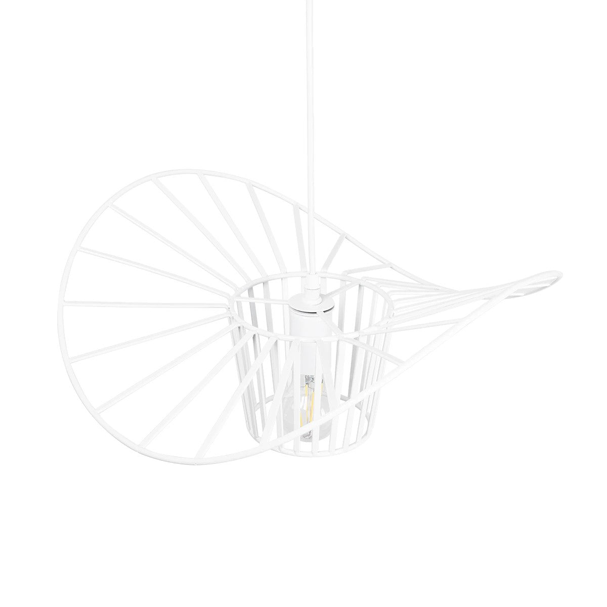 GloboStar® WIDOW 61463 Μοντέρνο Κρεμαστό Φωτιστικό Πλέγμα Μονόφωτο 1 x E27 IP20 Λευκό Σχοινί με Λευκό Σύρμα - Μ42 x Π42 x Υ20.5cm - ledmania.gr