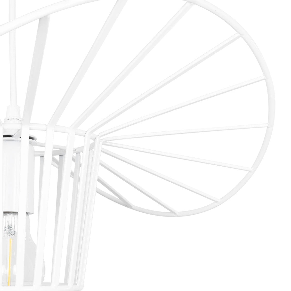 GloboStar® WIDOW 61463 Μοντέρνο Κρεμαστό Φωτιστικό Πλέγμα Μονόφωτο 1 x E27 IP20 Λευκό Σχοινί με Λευκό Σύρμα - Μ42 x Π42 x Υ20.5cm - ledmania.gr