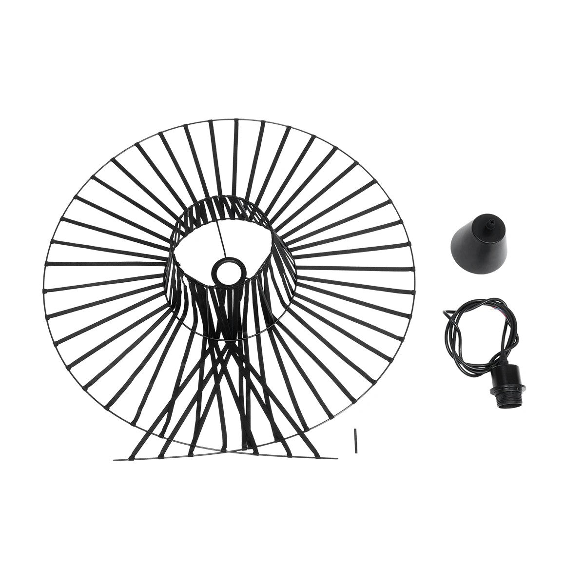 GloboStar® WIDOW 61464 Μοντέρνο Κρεμαστό Φωτιστικό Πλέγμα Μονόφωτο 1 x E27 IP20 Μαύρο Σχοινί με Μαύρο Σύρμα - Μ65 x Π65 x Υ25cm - ledmania.gr