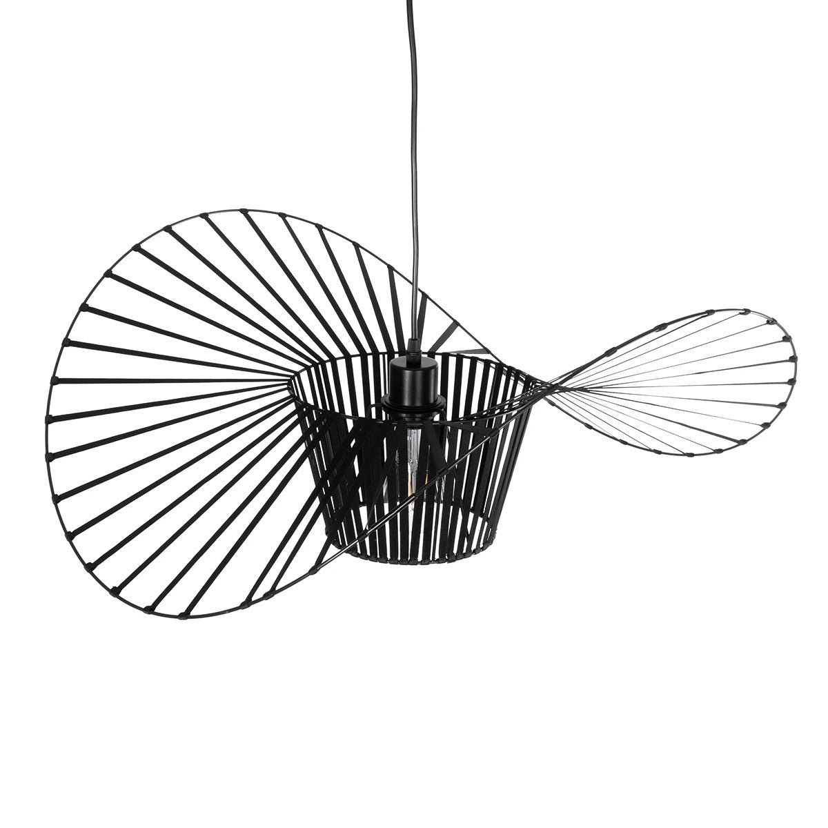 GloboStar® WIDOW 61464 Μοντέρνο Κρεμαστό Φωτιστικό Πλέγμα Μονόφωτο 1 x E27 IP20 Μαύρο Σχοινί με Μαύρο Σύρμα - Μ65 x Π65 x Υ25cm - ledmania.gr