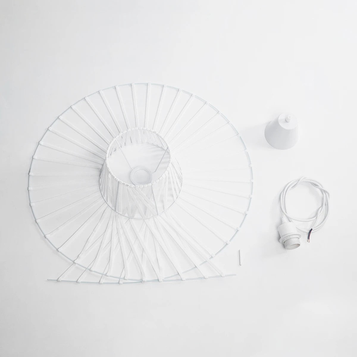 GloboStar® WIDOW 61465 Μοντέρνο Κρεμαστό Φωτιστικό Πλέγμα Μονόφωτο 1 x E27 IP20 Λευκό Σχοινί με Λευκό Σύρμα - Μ65 x Π65 x Υ25cm - ledmania.gr