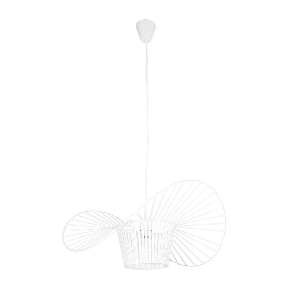 GloboStar® WIDOW 61465 Μοντέρνο Κρεμαστό Φωτιστικό Πλέγμα Μονόφωτο 1 x E27 IP20 Λευκό Σχοινί με Λευκό Σύρμα - Μ65 x Π65 x Υ25cm - ledmania.gr