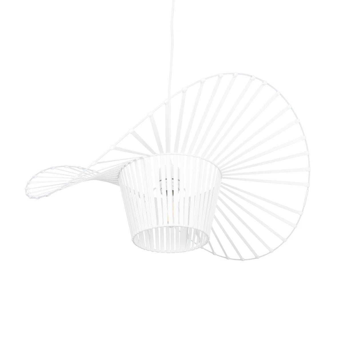 GloboStar® WIDOW 61465 Μοντέρνο Κρεμαστό Φωτιστικό Πλέγμα Μονόφωτο 1 x E27 IP20 Λευκό Σχοινί με Λευκό Σύρμα - Μ65 x Π65 x Υ25cm - ledmania.gr