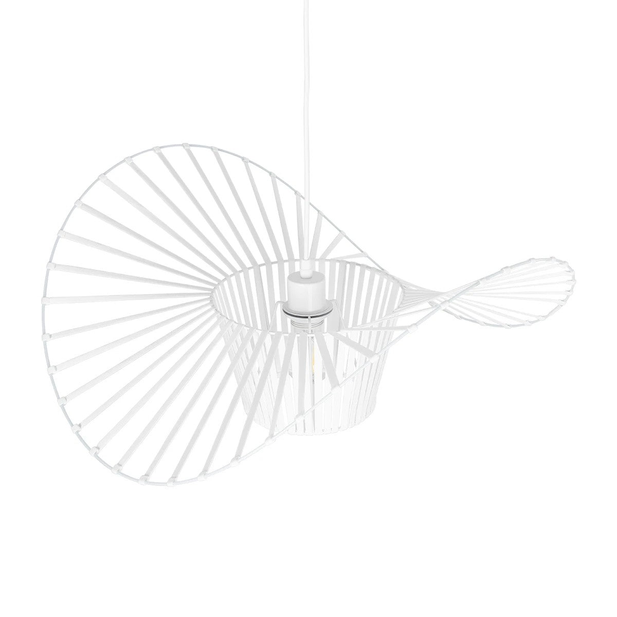 GloboStar® WIDOW 61465 Μοντέρνο Κρεμαστό Φωτιστικό Πλέγμα Μονόφωτο 1 x E27 IP20 Λευκό Σχοινί με Λευκό Σύρμα - Μ65 x Π65 x Υ25cm - ledmania.gr