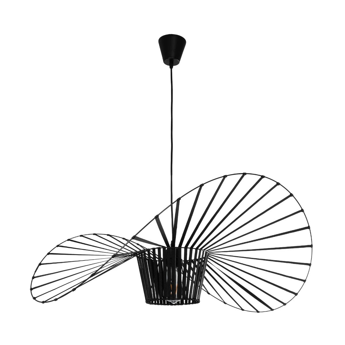 GloboStar® WIDOW 61466 Μοντέρνο Κρεμαστό Φωτιστικό Πλέγμα Μονόφωτο 1 x E27 IP20 Μαύρο Σχοινί με Μαύρο Σύρμα - Μ80 x Π80 x Υ30cm - ledmania.gr