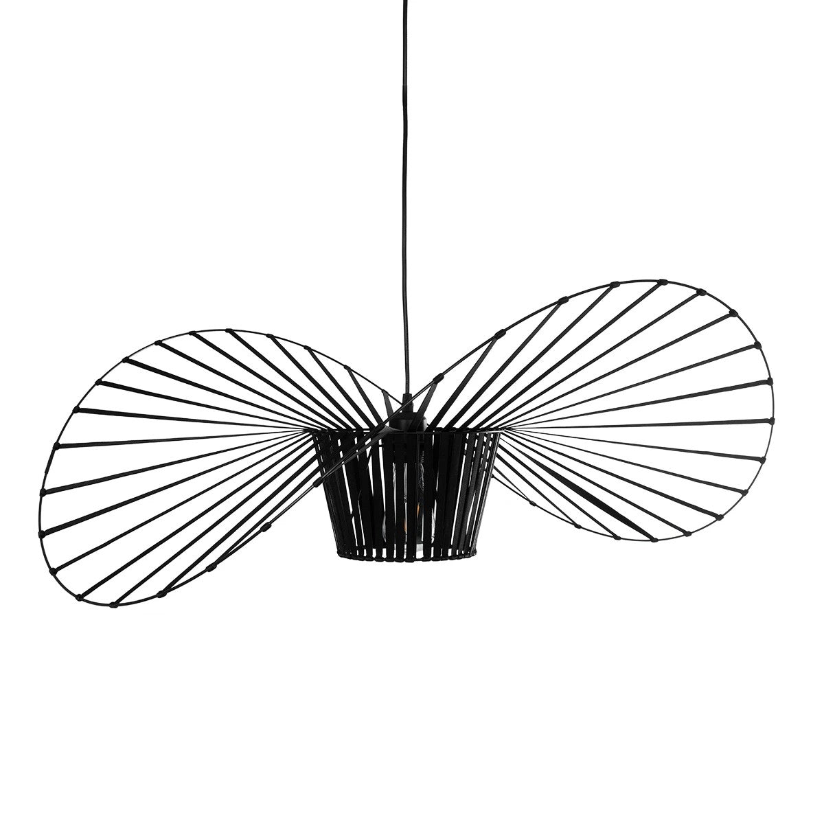 GloboStar® WIDOW 61466 Μοντέρνο Κρεμαστό Φωτιστικό Πλέγμα Μονόφωτο 1 x E27 IP20 Μαύρο Σχοινί με Μαύρο Σύρμα - Μ80 x Π80 x Υ30cm - ledmania.gr