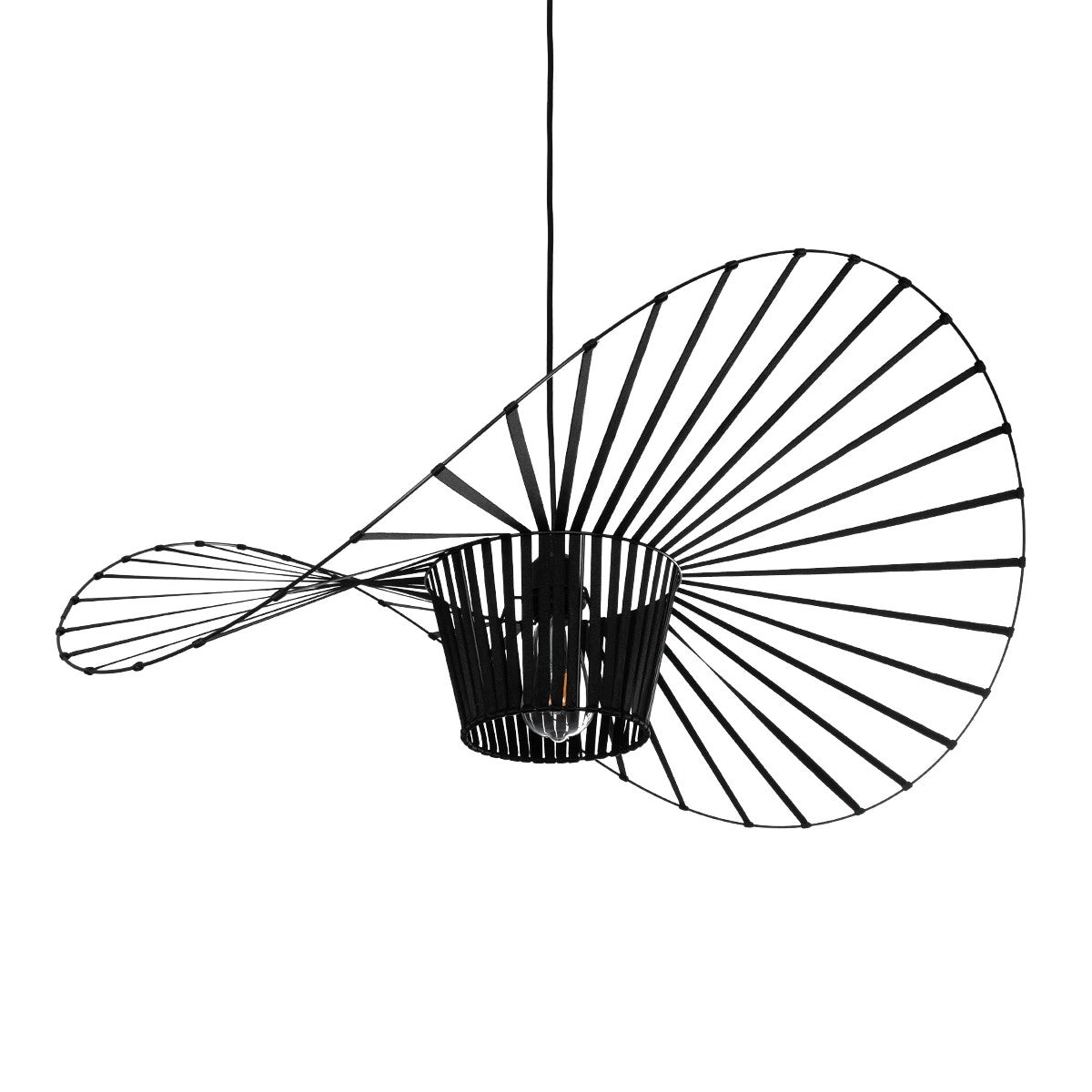 GloboStar® WIDOW 61466 Μοντέρνο Κρεμαστό Φωτιστικό Πλέγμα Μονόφωτο 1 x E27 IP20 Μαύρο Σχοινί με Μαύρο Σύρμα - Μ80 x Π80 x Υ30cm - ledmania.gr