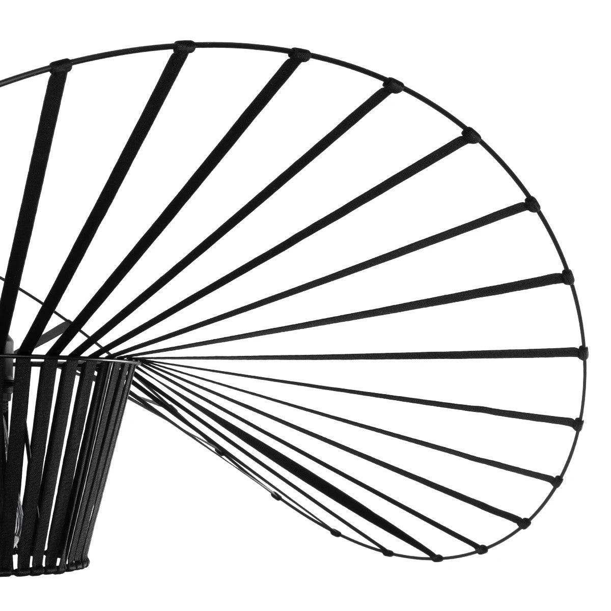 GloboStar® WIDOW 61466 Μοντέρνο Κρεμαστό Φωτιστικό Πλέγμα Μονόφωτο 1 x E27 IP20 Μαύρο Σχοινί με Μαύρο Σύρμα - Μ80 x Π80 x Υ30cm - ledmania.gr