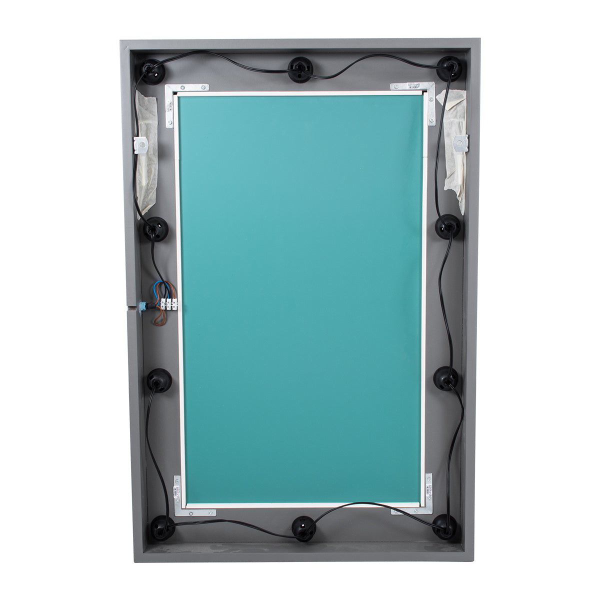 GloboStar® MAKEUP MIRROR-60x90-6 Μοντέρνος Καθρέπτης Μακιγιάζ με Πλαίσιο Φυσικού Ξύλου με Διακόπτη On/Off 10 x E27 AC220-240V - Μ60 x Π7 x Υ90cm - Γκρι Ανθρακί - ledmania.gr