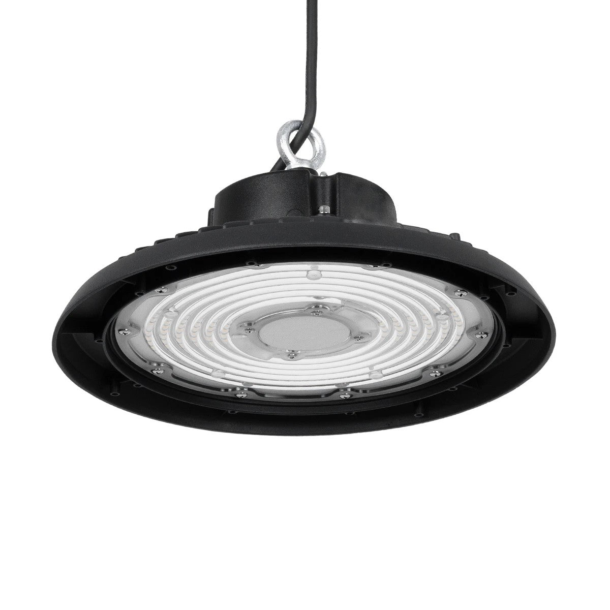 GLOBOSTAR® INDUSTRY 61502 Βιομηχανικό Φωτιστικό Καμπάνα High Bay UFO LED 200W 30000lm SDCM<5 90° AC 85-265V Αδιάβροχο IP65 IK08 Φυσικό Λευκό 5000K - 338 x Sanan Opto SMD Chip & TÜV SÜD Driver - Μαύρο Χυτό Αλουμίνιο - Μ30 x Π30 x Υ16cm - 5 Χρόνια Εγγύηση