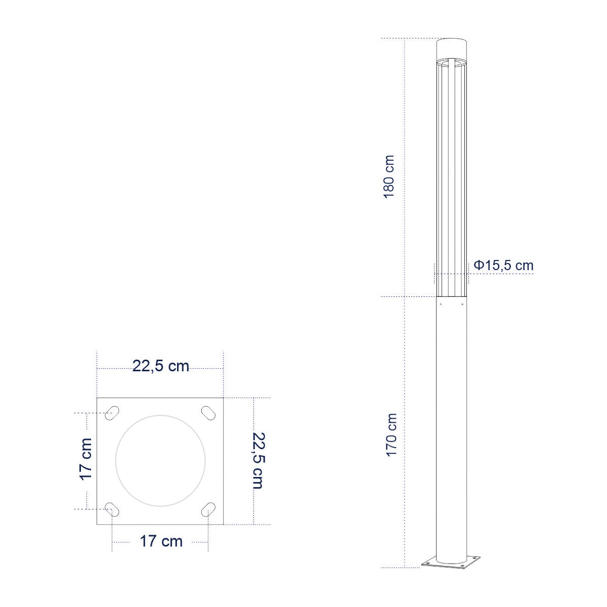 GloboStar® CANCUN 61510 Urban Light Φωτιστικό Πάρκου - Πλατείας - Κήπου Ύψους 3.5 μέτρων LED 40W 5440lm 60° AC100-240VAC IP67 IK09 - D15.5 x H350cm - Anthracite Grey - Φυσικό Λευκό 4000K - LUMILEDS - MEAN WELL DRIVER - 5 Years Warranty - ledmania.gr