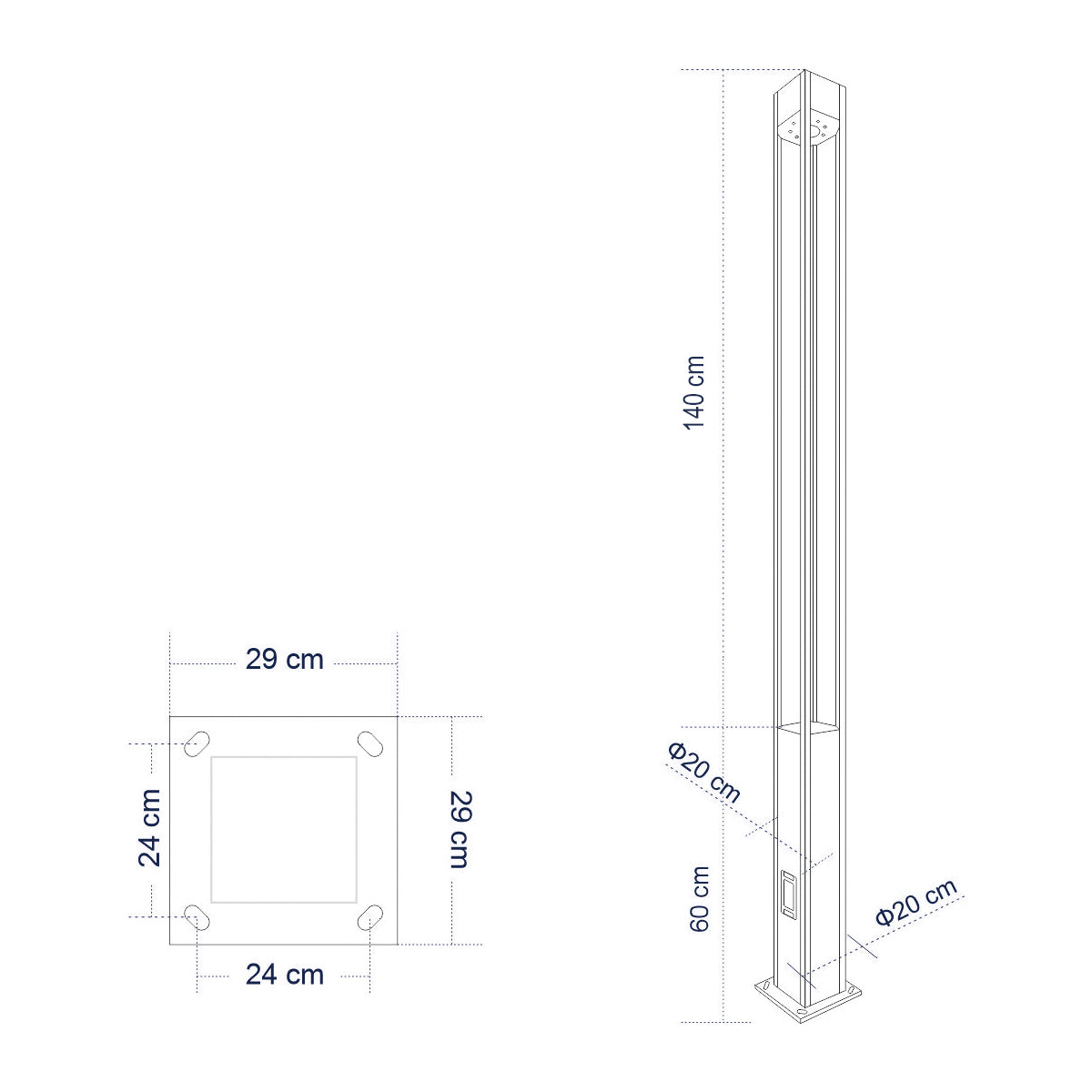 GloboStar® MONTERREY 61511 Urban Light Φωτιστικό Πάρκου - Πλατείας - Κήπου Ύψους 2 μέτρων LED 40W 5440lm 60° AC100-240VAC IP67 IK09 - Μ20 x Π20 x Υ200cm - Anthracite Grey - Φυσικό Λευκό 4000K - LUMILEDS - MEAN WELL DRIVER - 5 Years Warranty - ledmania.gr