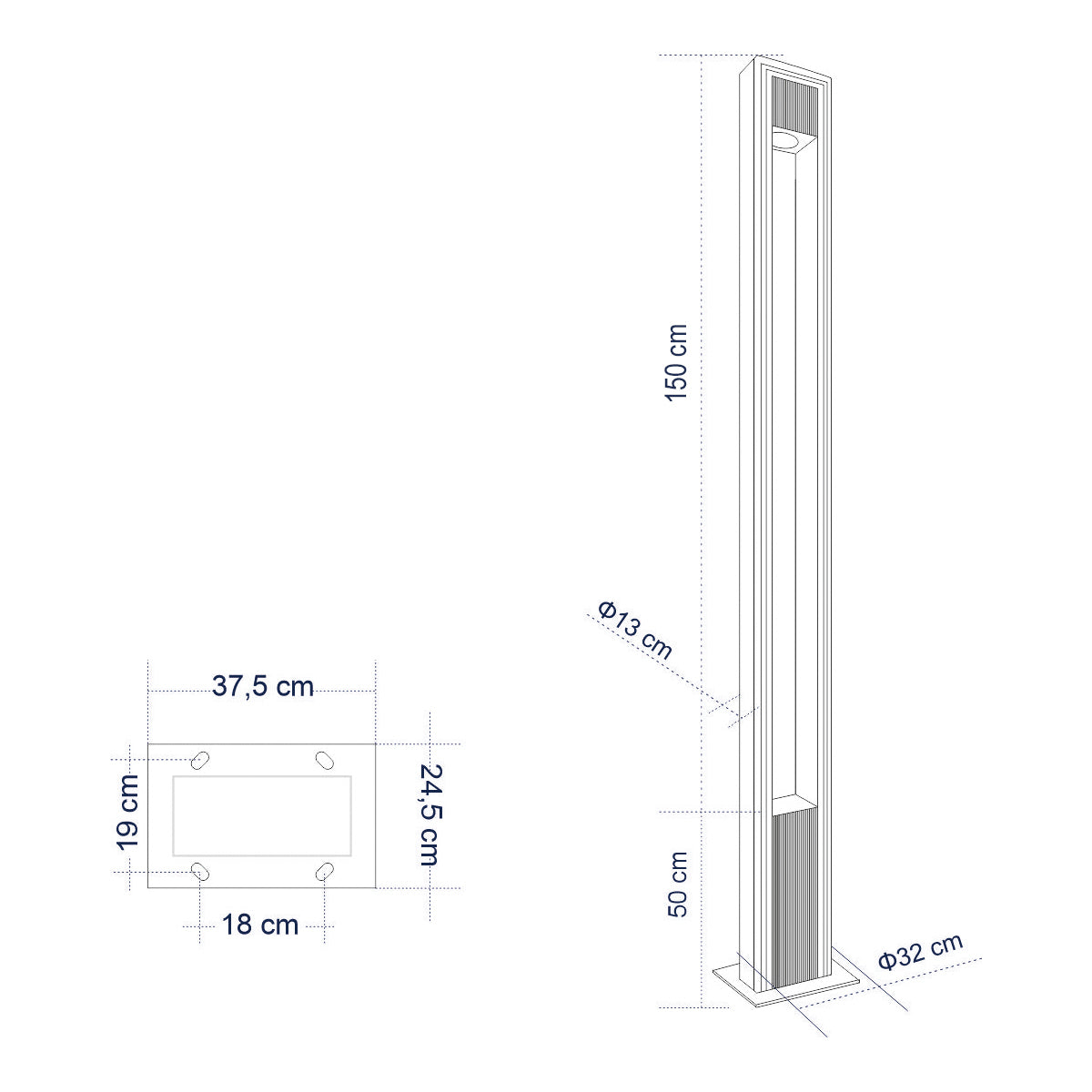 GloboStar® MERIDA 61513 Urban Light Φωτιστικό Πάρκου - Πλατείας - Κήπου Ύψους 2 μέτρων LED 40W 5440lm 60° AC100-240VAC IP67 IK09 - Μ32 x Π13 x Υ200cm - Anthracite Grey - Φυσικό Λευκό 4000K - LUMILEDS - MEAN WELL DRIVER - 5 Years Warranty - ledmania.gr