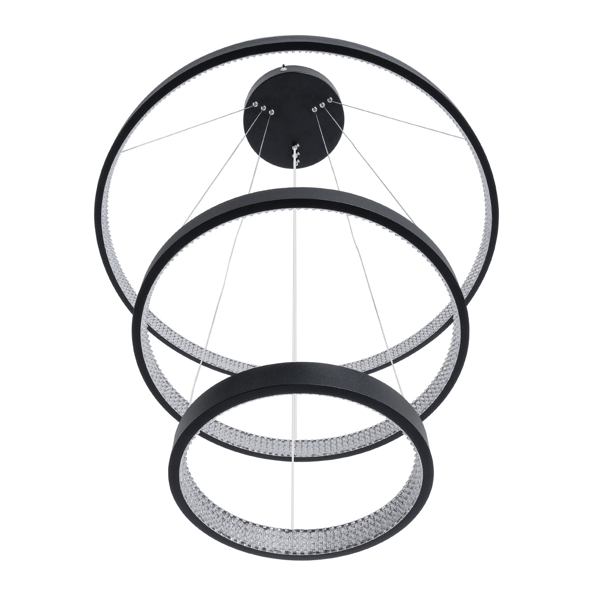 GloboStar® DIAMOND TRIO 61523 Κρεμαστό Φωτιστικό Δαχτυλίδι-Κύκλος LED CCT 100W 11200lm 360° AC 220-240V - Εναλλαγή Φωτισμού μέσω Τηλεχειριστηρίου All In One Ψυχρό 6000k+Φυσικό 4500k+Θερμό 2700k Dimmable Φ25+40+60cm - Μαυρο - 3 Χρόνια Εγγύηση - ledmania.gr