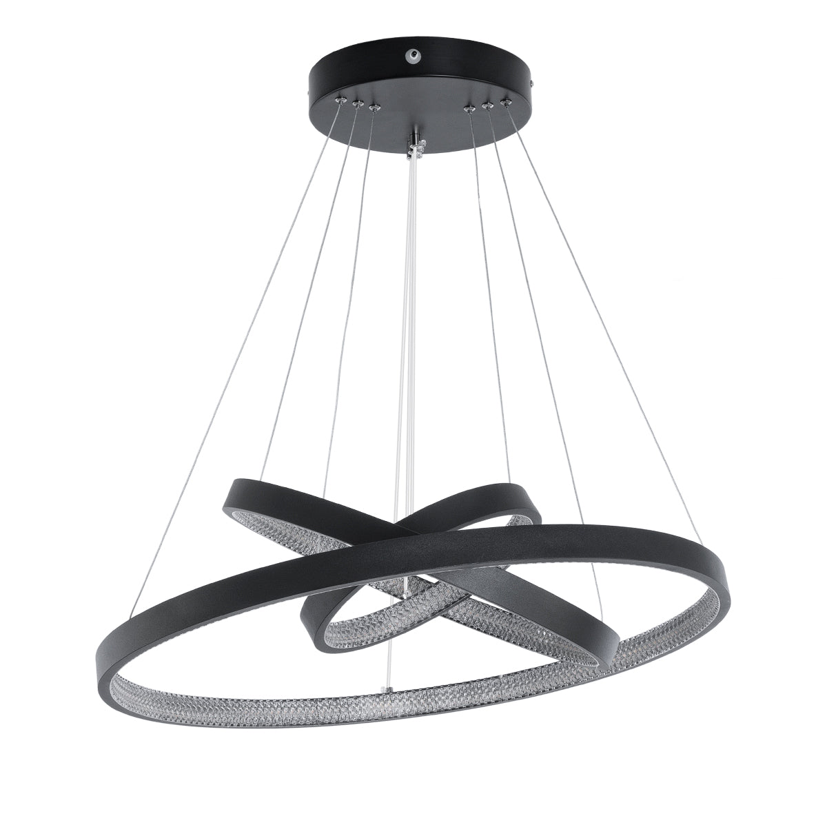 GloboStar® DIAMOND TRIO 61523 Κρεμαστό Φωτιστικό Δαχτυλίδι-Κύκλος LED CCT 100W 11200lm 360° AC 220-240V - Εναλλαγή Φωτισμού μέσω Τηλεχειριστηρίου All In One Ψυχρό 6000k+Φυσικό 4500k+Θερμό 2700k Dimmable Φ25+40+60cm - Μαυρο - 3 Χρόνια Εγγύηση - ledmania.gr
