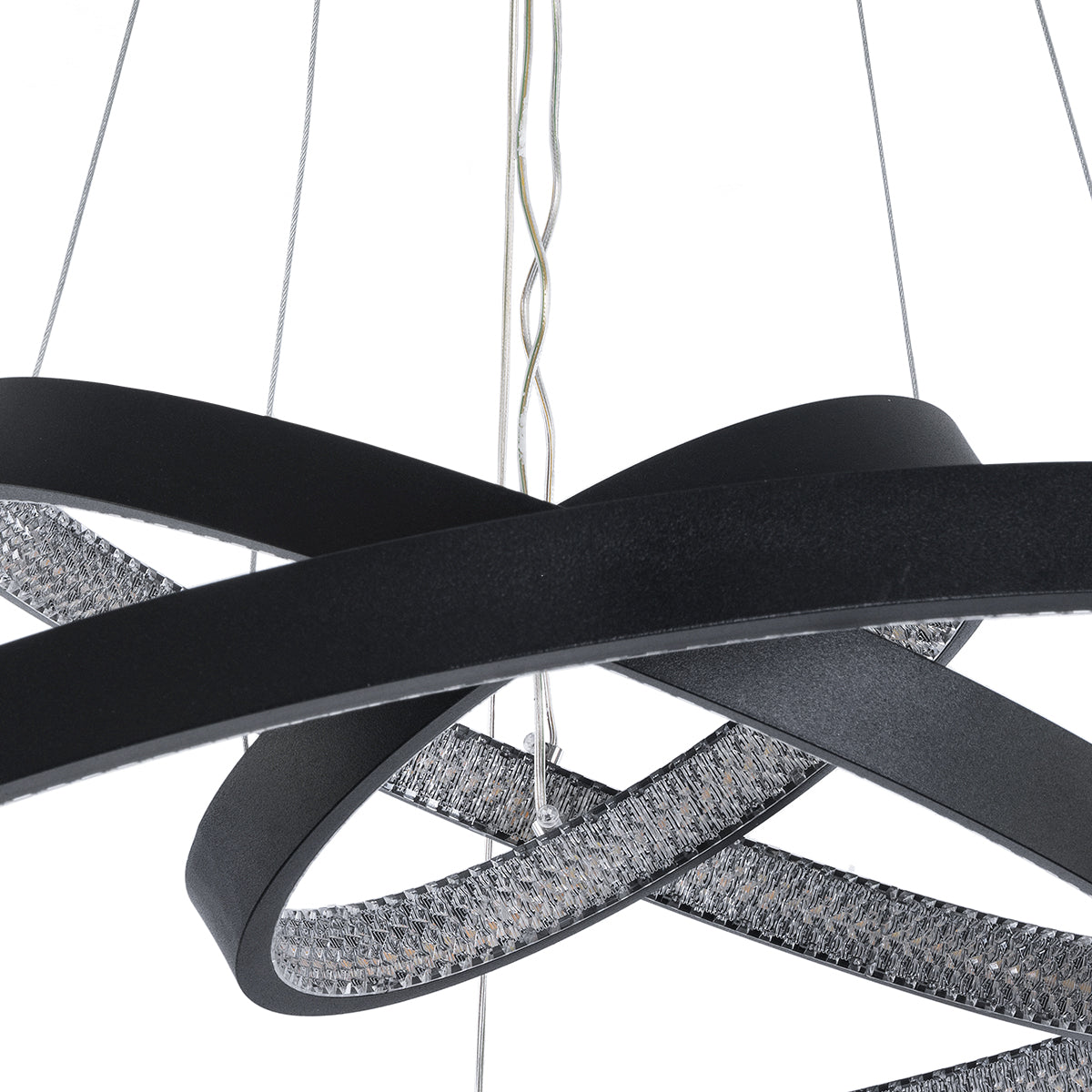 GloboStar® DIAMOND TRIO 61523 Κρεμαστό Φωτιστικό Δαχτυλίδι-Κύκλος LED CCT 100W 11200lm 360° AC 220-240V - Εναλλαγή Φωτισμού μέσω Τηλεχειριστηρίου All In One Ψυχρό 6000k+Φυσικό 4500k+Θερμό 2700k Dimmable Φ25+40+60cm - Μαυρο - 3 Χρόνια Εγγύηση - ledmania.gr