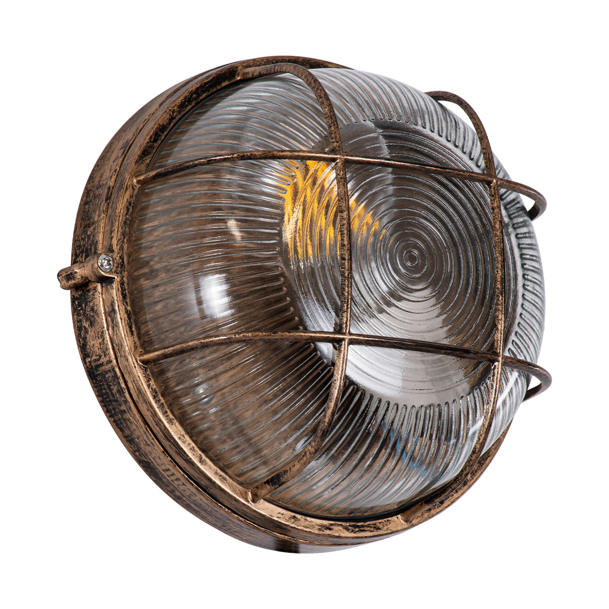 GLOBOSTAR® BOATLIGHT 61587 Vintage Φωτιστικό Καραβοχελώνα Τοίχου & Οροφής με Ντουί 1 x E27 AC 220-240V Αδιάβροχο IP65 - Χάλκινο Εφέ Σκουριάς Ματ - Μ17.5 x Π17.5 x Υ9cm