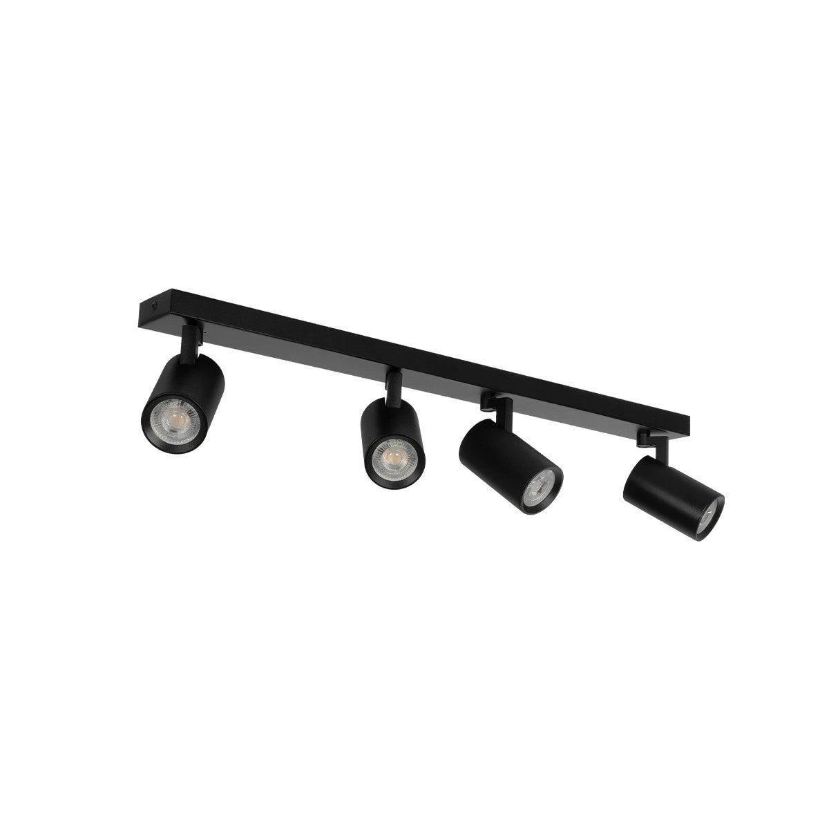 kelvo® SPOTA KLV-101-0140 Μοντέρνο Κινούμενο Φωτιστικό Σποτ Οροφής με Ντουί 4 x GU10 90° AC 220-240V IP20 - Μαύρο Ματ - Μ64 x Π6 x Υ14cm - ledmania.gr