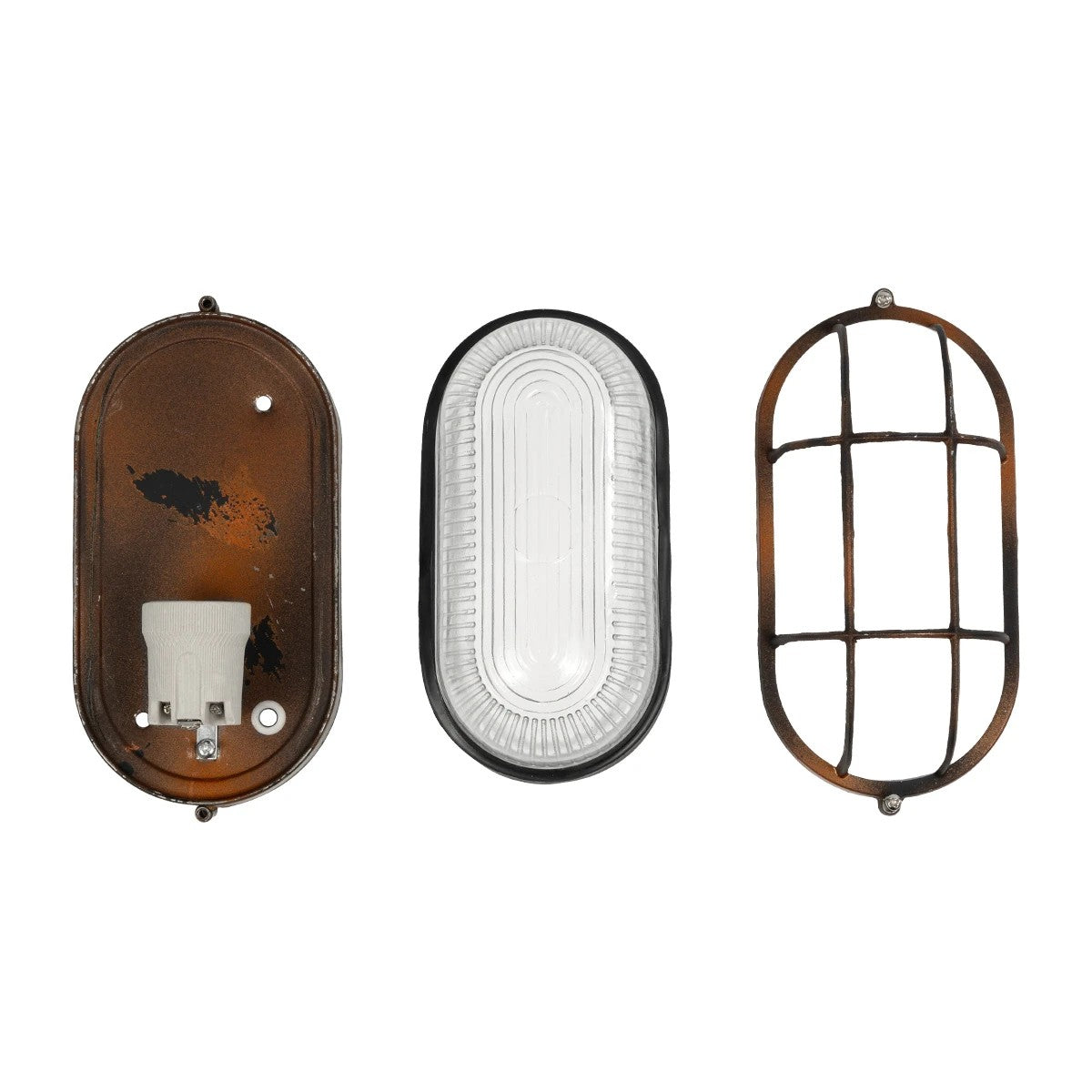 GLOBOSTAR® BOATLIGHT 61622 Vintage Φωτιστικό Καραβοχελώνα Τοίχου & Οροφής με Ντουί 1 x E27 AC 220-240V Αδιάβροχο IP65 - Χάλκινο Παλαιωμένο Εφέ Σκουριάς Ματ - Μ21 x Π10.4 x Υ9cm