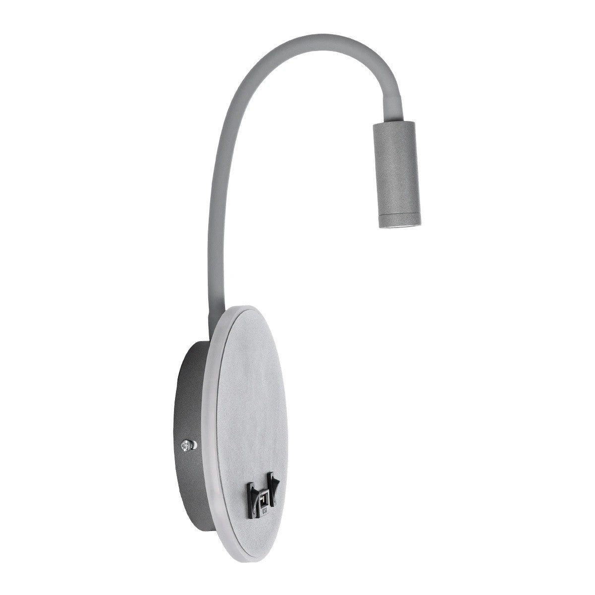 GloboStar® GOOSE 61694 Φωτιστικό Τοίχου - Απλίκα LED 6W 600lm 36° AC 220-240V IP20  - Reading Light & 360° Κρυφός Φωτισμός - Φορτιστής USB 3A - Θερμό Λευκό 2700K Γκρι Αλουμίνιο - Μ15.5 x Π22.5 x Υ30cm - 2 Xρόνια Εγγύηση - ledmania.gr