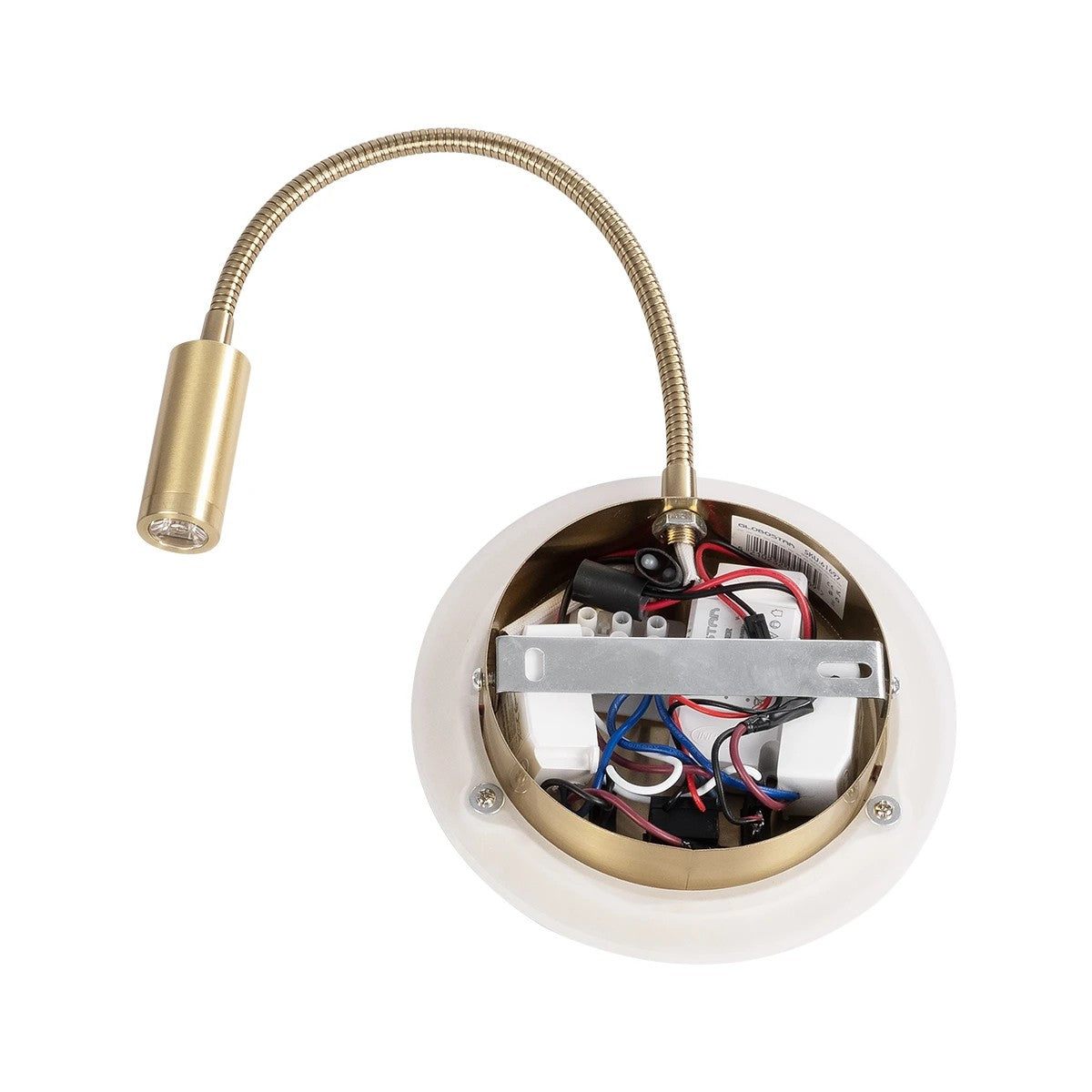 GLOBOSTAR® GOOSE 61697 Μοντέρνο Φωτιστικό Τοίχου - Απλίκα Ξενοδοχείου Reading Light με Φορτιστή USB 3A LED 6W 540lm 36° & 360° AC 220-240V IP20 Θερμό Λευκό 2700K - CREE XPE & Lumileds SMD Chip - Χρυσό Βούρτσας - Μ15.5 x Π15 x Υ30.5cm - 3 Χρόνια Εγγύηση