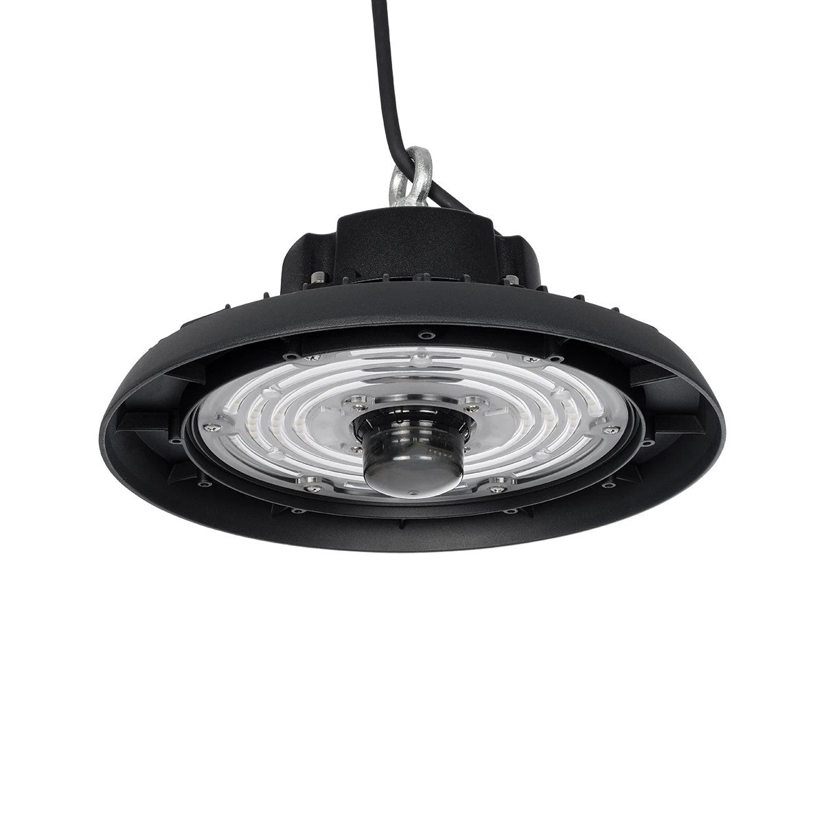 GLOBOSTAR® INDUSTRY 61704 Βιομηχανικό Φωτιστικό Καμπάνα High Bay UFO Τεχνολογίας Smart Group Linkable Control System 2.4Ghz με Αισθητήρα Κίνησης Microwave LED 100W 15000lm SDCM<5 90° AC 85-265V Αδιάβροχο IP65 IK08 Μαύρο Χυτό Αλουμίνιο - Φυσικό Λευκό 50... - ledmania.gr