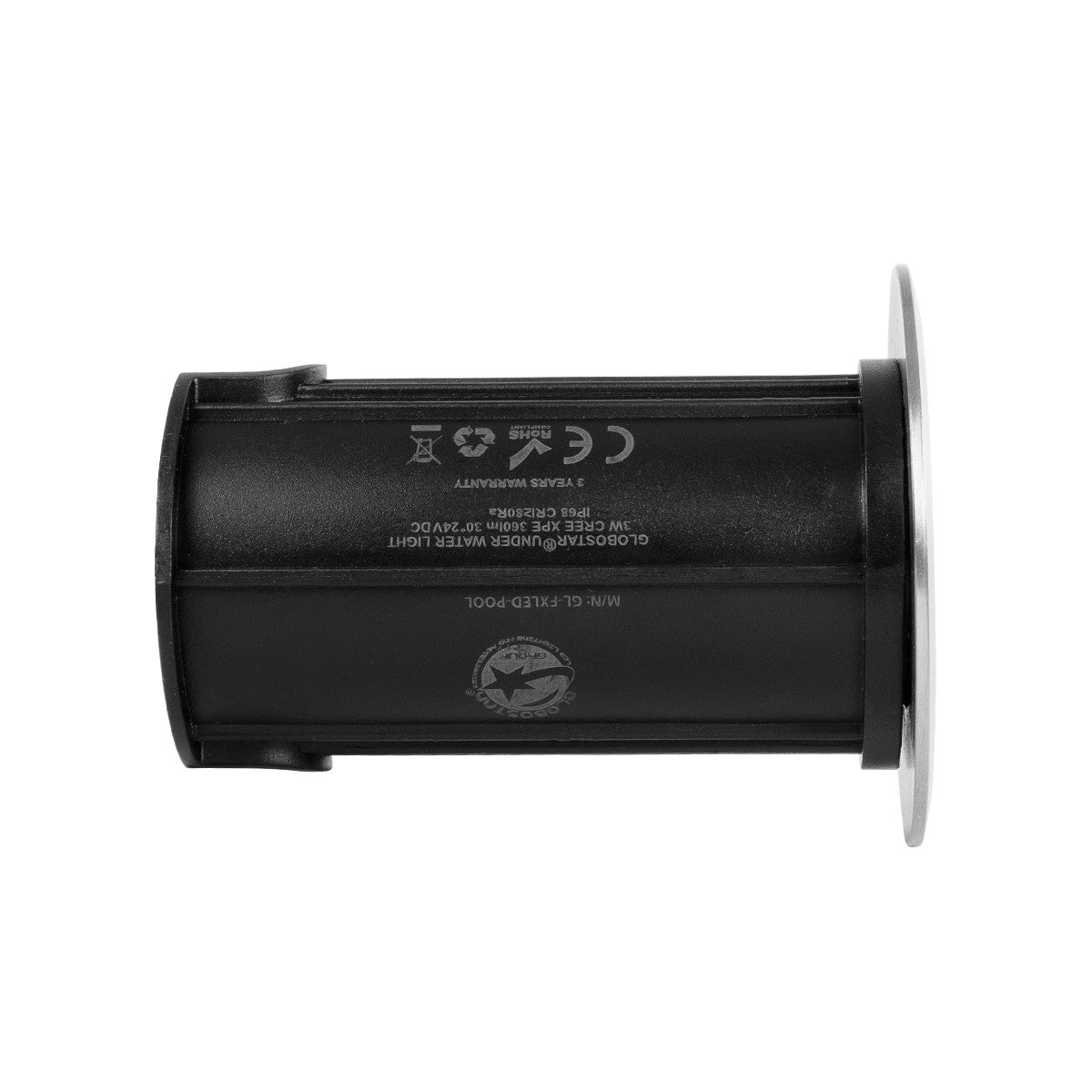 GLOBOSTAR® POOLIFY 61713 Υποβρύχιο Χωνευτό Φωτιστικό Σποτ για Πισίνες/Σιντριβάνια/Δάπεδο LED 3W 360lm 30° DC 24V Αδιάβροχο IP68 Θερμό Λευκό 2700K Dimmable - CREE XPE Chip - Ανοξείδωτο Ατσάλι SS304 & Tempered Glass - 1m VDE Rubber Καλώδιο - Μ6.5 x Π6.5 ...