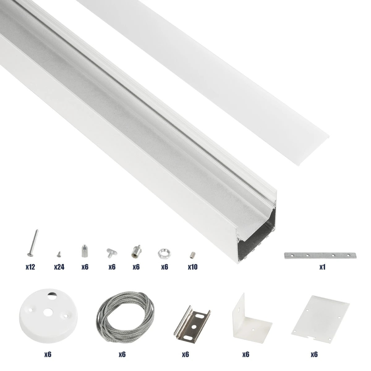 GLOBOSTAR® ALP-LINEAR BRIGHTRAIL 61774-3M Επιφανειακό / Κρεμαστό / Επιτοίχιο Προφίλ Αλουμινίου με Λευκό Γαλακτερό Πατητό Κάλυμμα για Ταινίες LED IP20 - Λευκό Ματ - Μ300 x Π5 x Υ7.5cm - ledmania.gr