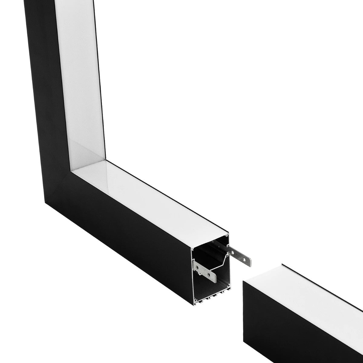 GLOBOSTAR® ALP-CORNER-IN90 BRIGHTRAIL 61781 Επιφανειακό / Κρεμαστό Προφίλ Αλουμινίου Γωνία με Λευκό Γαλακτερό Πατητό Κάλυμμα για Ταινίες LED IP20 - Μαύρο Ματ - Μ30 x Π5 x Υ7.5cm - ledmania.gr