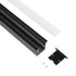 GLOBOSTAR® ALP-LINEAR RECESSA 61786-3M Χωνευτό Προφίλ Αλουμινίου με Λευκό Γαλακτερό Πατητό Κάλυμμα για Ταινίες LED IP20 - Μαύρο Ματ - Μ300 x Π3.5 x Υ4cm - ledmania.gr