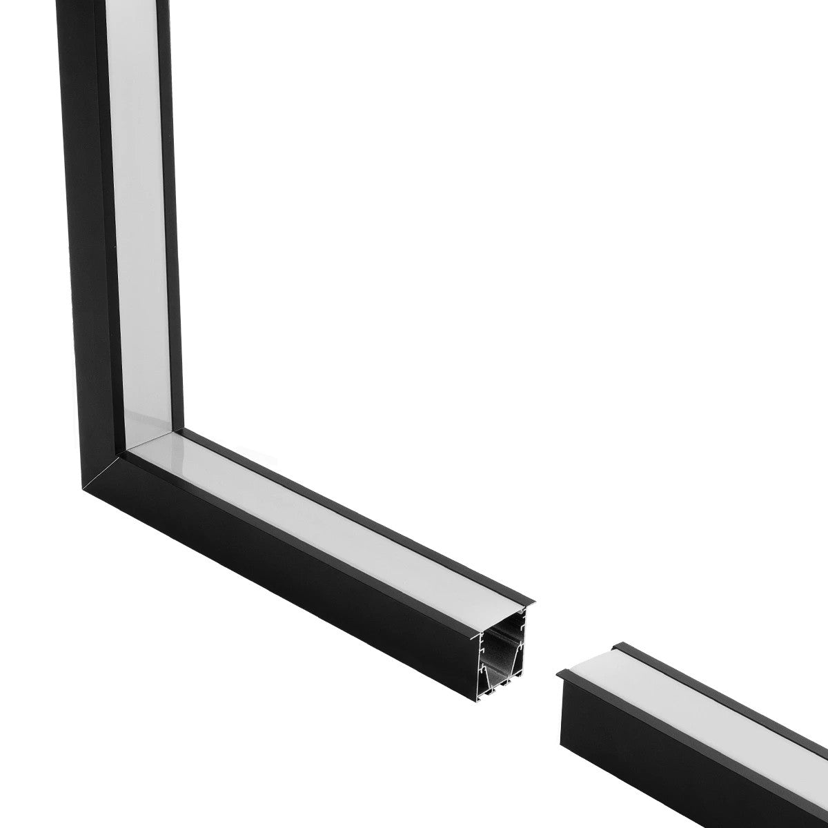 GLOBOSTAR® ALP-CORNER-IN90 RECESSA 61792 Χωνευτό Προφίλ Αλουμινίου Γωνία με Λευκό Γαλακτερό Πατητό Κάλυμμα για Ταινίες LED IP20 - Μαύρο Ματ - Μ30 x Π3.5 x Υ4cm - ledmania.gr