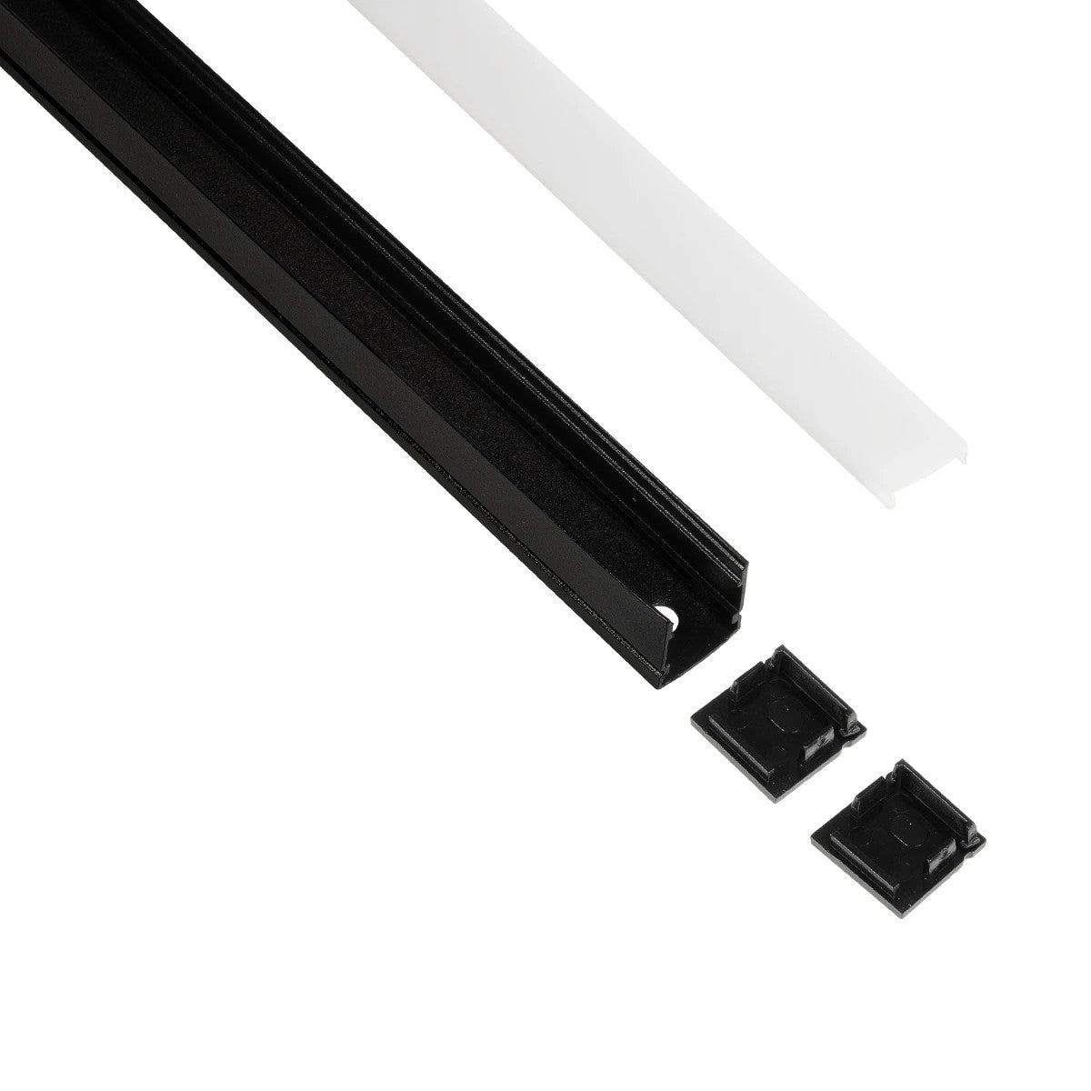 GLOBOSTAR® ALP-LINEAR GLOWTRACK 61797-3M Επιφανειακό Προφίλ Αλουμινίου με Λευκό Γαλακτερό Πατητό Κάλυμμα για Ταινίες LED IP20 - Μαύρο Ματ - Μ300 x Π2 x Υ2cm - Πακέτο 5 Τεμαχίων - ledmania.gr