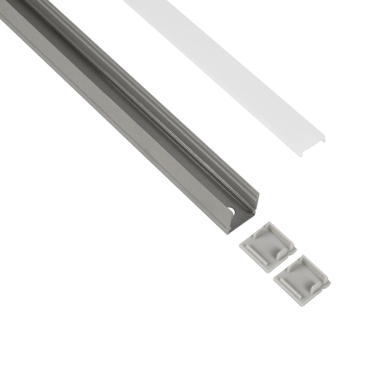 GLOBOSTAR® ALP-LINEAR GLOWTRACK 61798-3M Επιφανειακό Προφίλ Αλουμινίου με Λευκό Γαλακτερό Πατητό Κάλυμμα για Ταινίες LED IP20 - Γκρι Ανθρακί Ματ - Μ300 x Π2 x Υ2cm - Πακέτο 5 Τεμαχίων - ledmania.gr