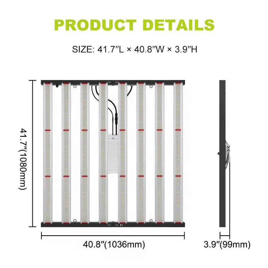 640w Led Grow Light  1680 - 1850 μmol/s Dimmable Ανάπτυξη Φυτών Πλήρες Φάσμα - ledmania.gr