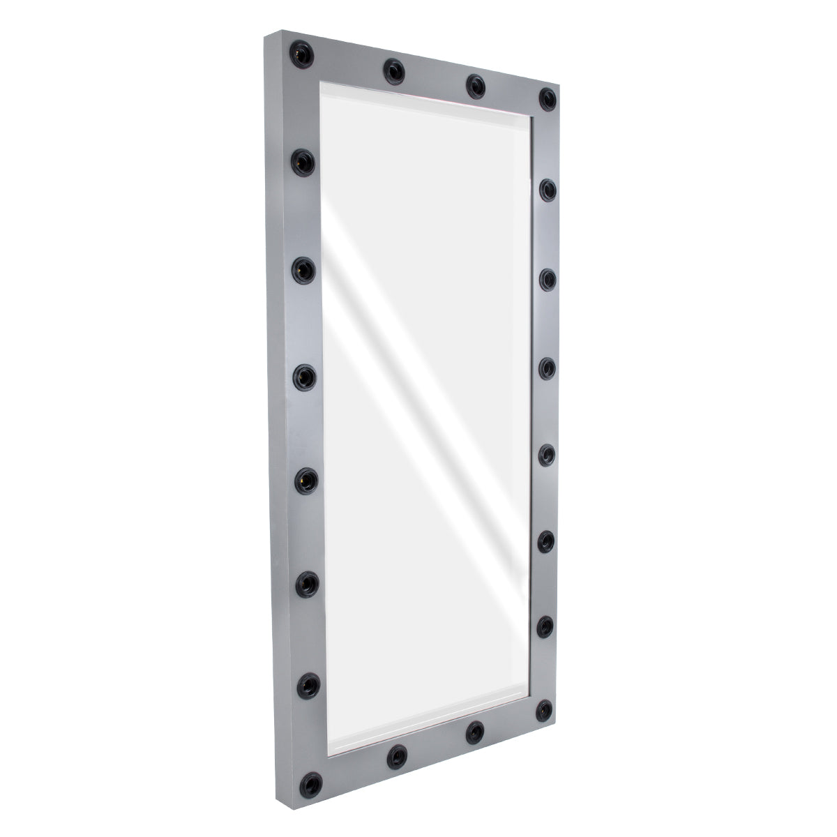 GloboStar® MAKEUP MIRROR-160x80-6 Μοντέρνος Καθρέπτης Μακιγιάζ με Πλαίσιο Φυσικού Ξύλου με Διακόπτη On/Off 20 x E27 AC220-240V - Μ80 x Π7 x Υ160cm - Γκρι Ανθρακί - ledmania.gr