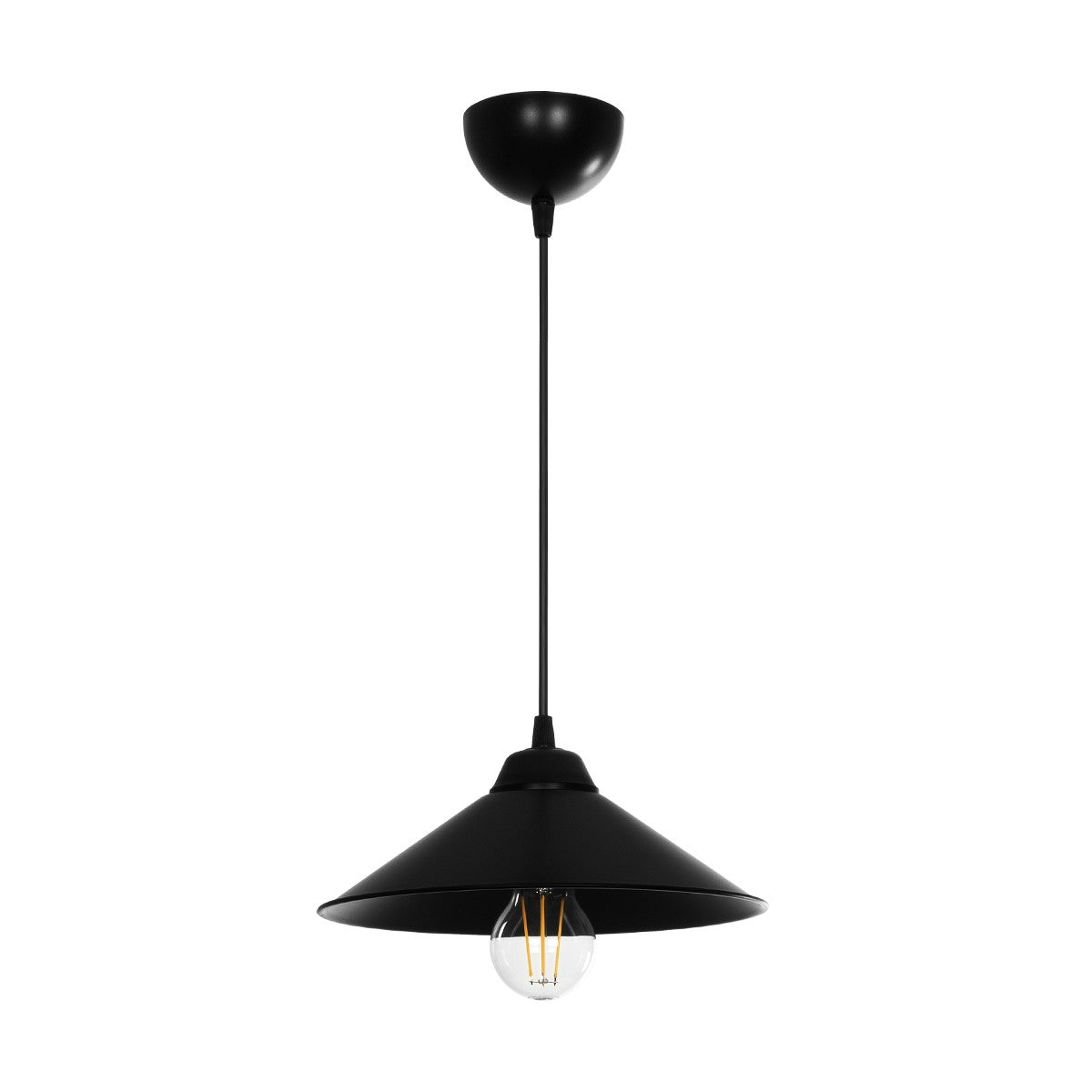 GLOBOSTAR® FONTE 203-0080 Μοντέρνο Κρεμαστό Φωτιστικό Οροφής με Ντουί 1 x E27 AC 220-240V IP20 - Μαύρο - Μ25.5 x Π25.5 x Υ10cm - ledmania.gr