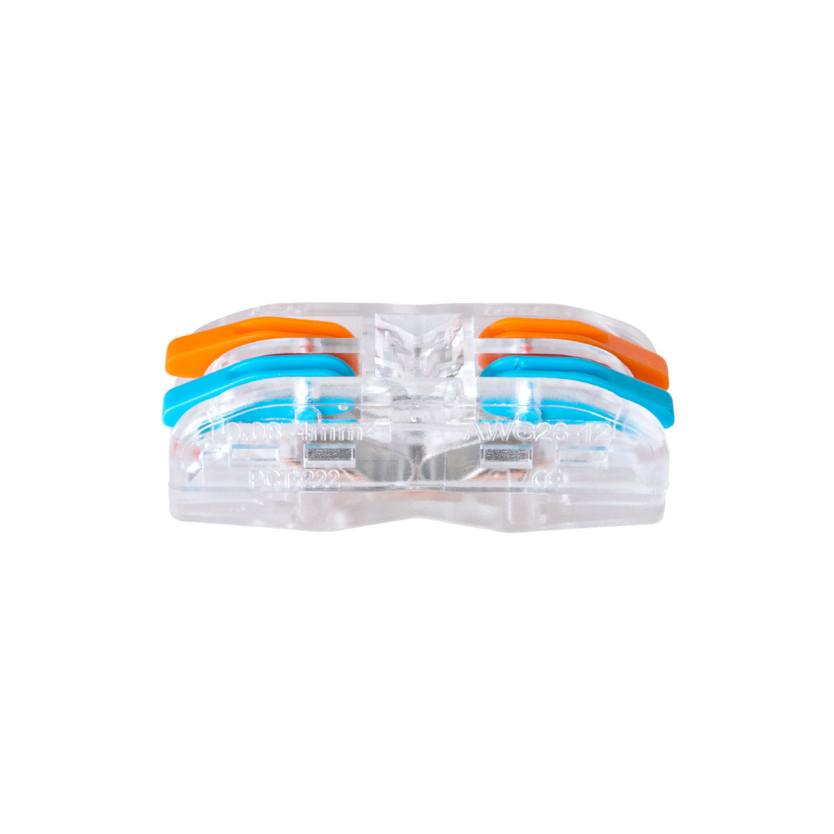GLOBOSTAR® FAST-CONNECT 69907 Διπλή Κλέμα Ταχείας Σύνδεσης & Διακλάδωσης Καλωδίων - 2 x Είσοδοι & 2 x Έξοδοι με Συμβατή Διατομή Καλωδίων 0.08mm² έως 2.5mm² - 250V/4KV 32A Max IP20 - Διάφανο με Πορτοκαλί & Μπλε - Μ2 x Π4 x Υ1.5cm - Πακέτο 5 Τεμαχίων - ledmania.gr