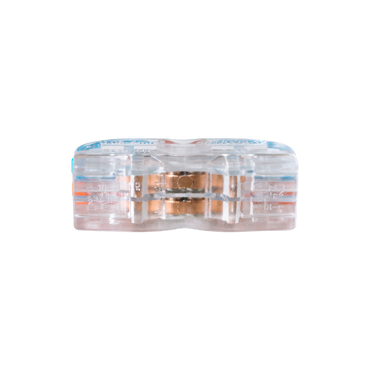 GLOBOSTAR® FAST-CONNECT 69907 Διπλή Κλέμα Ταχείας Σύνδεσης & Διακλάδωσης Καλωδίων - 2 x Είσοδοι & 2 x Έξοδοι με Συμβατή Διατομή Καλωδίων 0.08mm² έως 2.5mm² - 250V/4KV 32A Max IP20 - Διάφανο με Πορτοκαλί & Μπλε - Μ2 x Π4 x Υ1.5cm - Πακέτο 5 Τεμαχίων - ledmania.gr