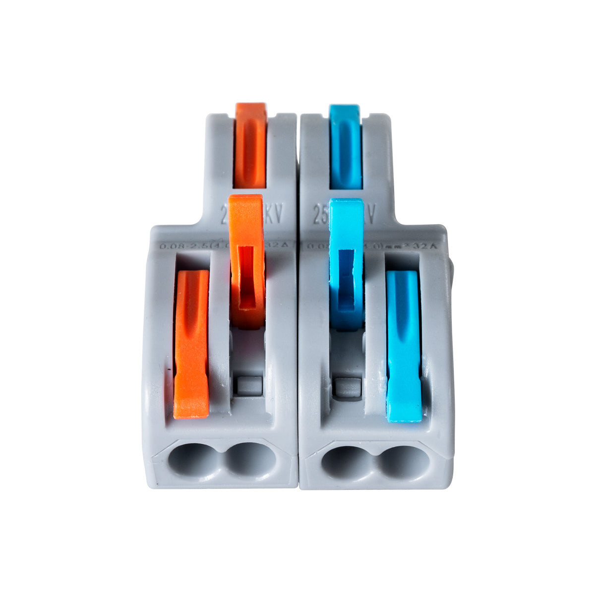 GLOBOSTAR® FAST-CONNECT 69913 Διπλή σε Τετραπλή Κλέμα Ταχείας Σύνδεσης & Διακλάδωσης Καλωδίων - 2 x Είσοδοι & 4 x Έξοδοι με Συμβατή Διατομή Καλωδίων 0.08mm² έως 2.5mm² - 250V/4KV 32A Max IP20 - Γκρι με Πορτοκαλί & Μπλε - Μ2.6 x Π4 x Υ1.5cm - Πακέτο 5 Τ... - ledmania.gr