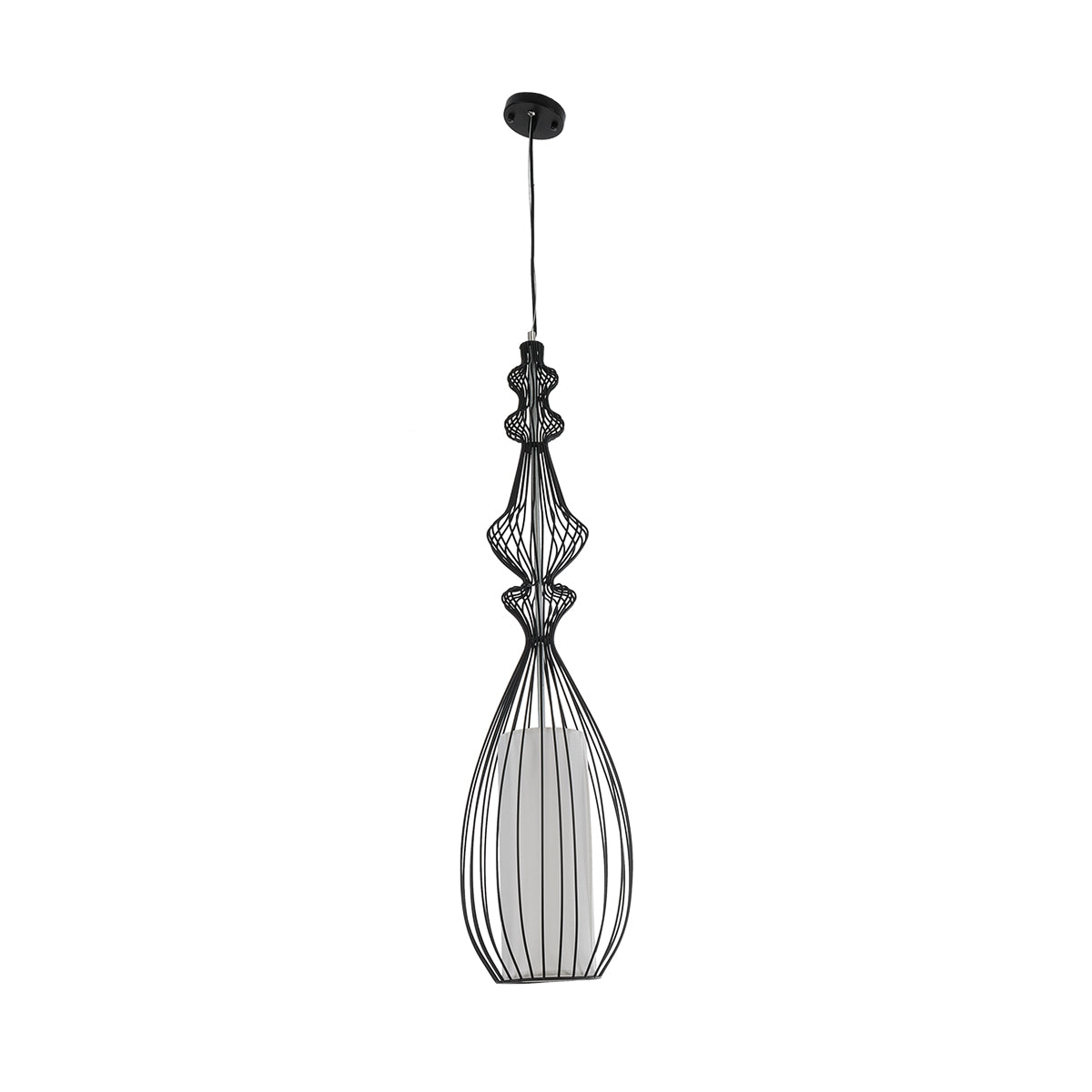 GLOBOSTAR® LILY 01561 Vintage Κρεμαστό Φωτιστικό Οροφής με Ντουί 1 x E27 AC 220-240V IP20 - Μαύρο & Λευκό - Μ90 x Π90 x Υ20cm - ledmania.gr