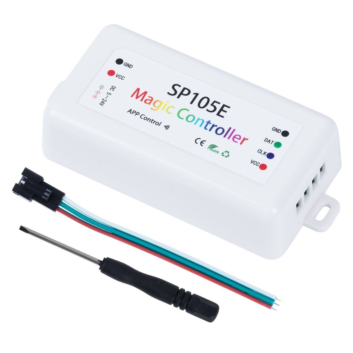 GLOBOSTAR® SP105E 70039 WiFi 2.4G Ψηφιακός Pixel Addressable Controller DC 5-12-24V IP20 - WiFi 2.4G - SPI/TTL Protocol 2048 IC - Μ8.5 x Π4.5 x Υ2.2cm - 2 Χρόνια Εγγύηση