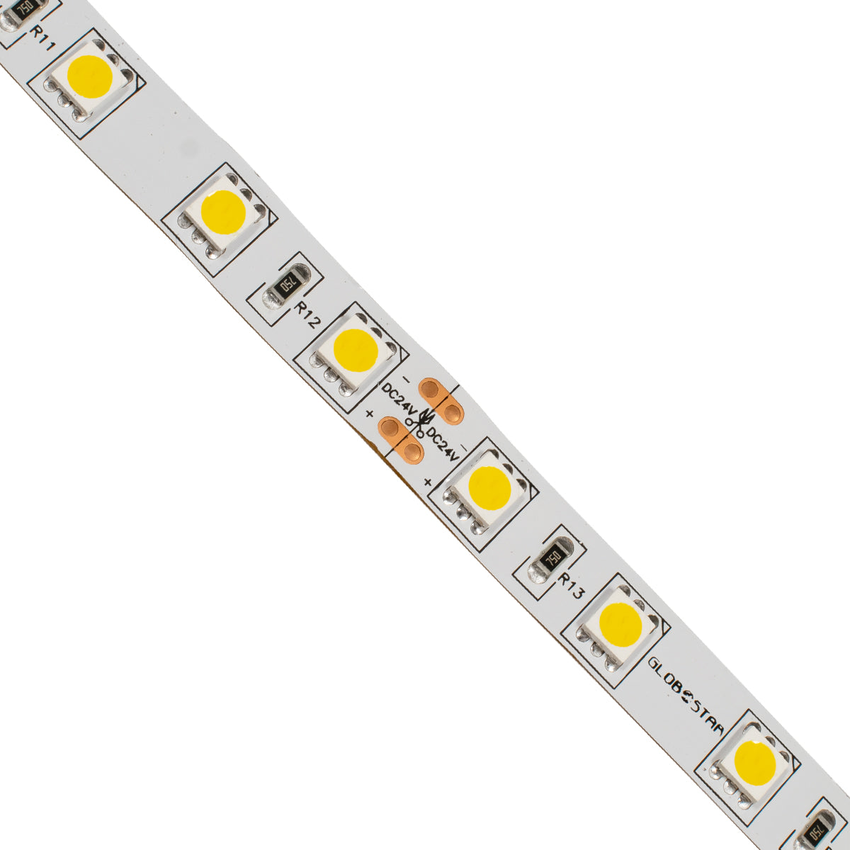 GloboStar® 70222 Ταινία LED SMD 5050 5m 14.4W/m 60LED/m 1648lm/m 120° DC 24V IP20 Θερμό Λευκό 3000K - 5 Χρόνια Εγγύηση - ledmania.gr
