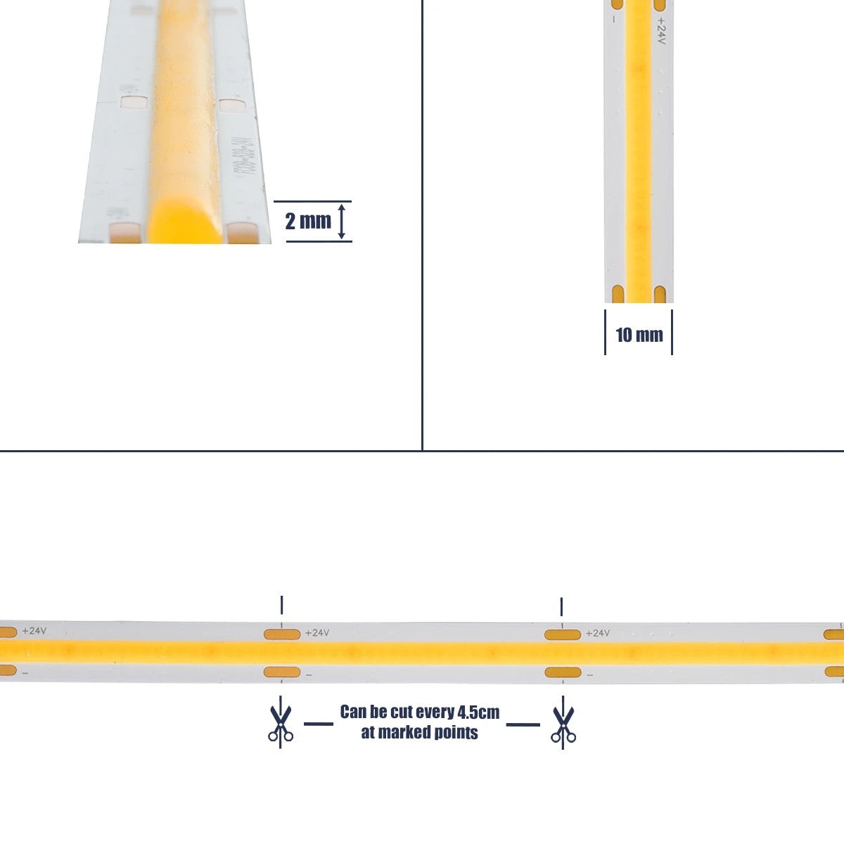 GLOBOSTAR® BEE 70351 Ταινία LED 10W/m 1000lm/m 120° DC 24V IP20 528 x COB Chip/m Φυσικό Λευκό 4500K Dimmable - Μ500 x Π1 x Υ0.2cm - Ρολό 5 Μέτρων - 5 Χρόνια Εγγύηση - ledmania.gr